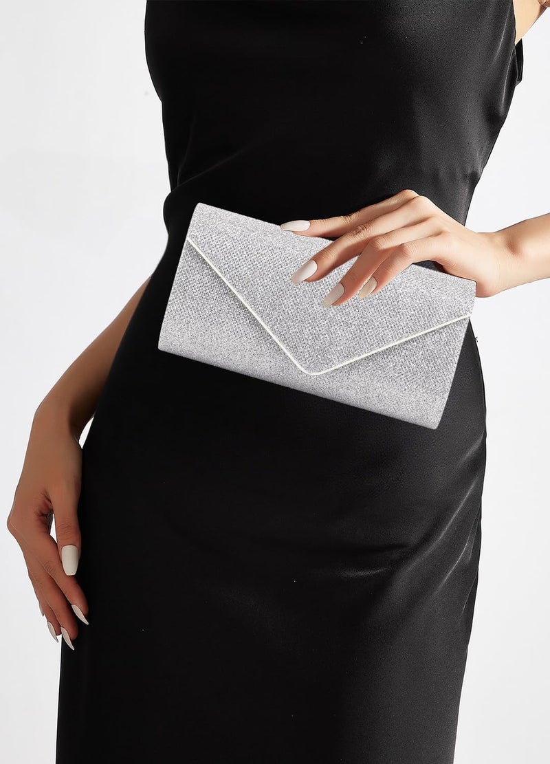 Naimo Dazzling Small Clutch Glitter Evening Bag Flap Envelope Handbag Cocktail Party Purse with Chain - Image 2